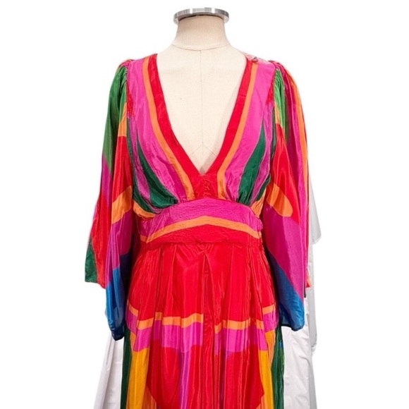 Farm Rio Colorful Leaves Midi Dress Size Medium - Picture 7 of 15